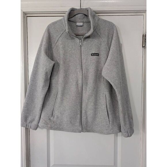 Columbia Fleece Zip Up Jacket women's‎ 2X light gray gorpcore outdoor sweatshirt - Picture 1 of 8